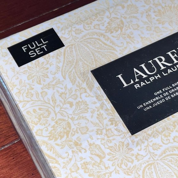 Ralph Lauren Full Size Sheet Set - Yellow Faded Floral Set - 100% Cotton